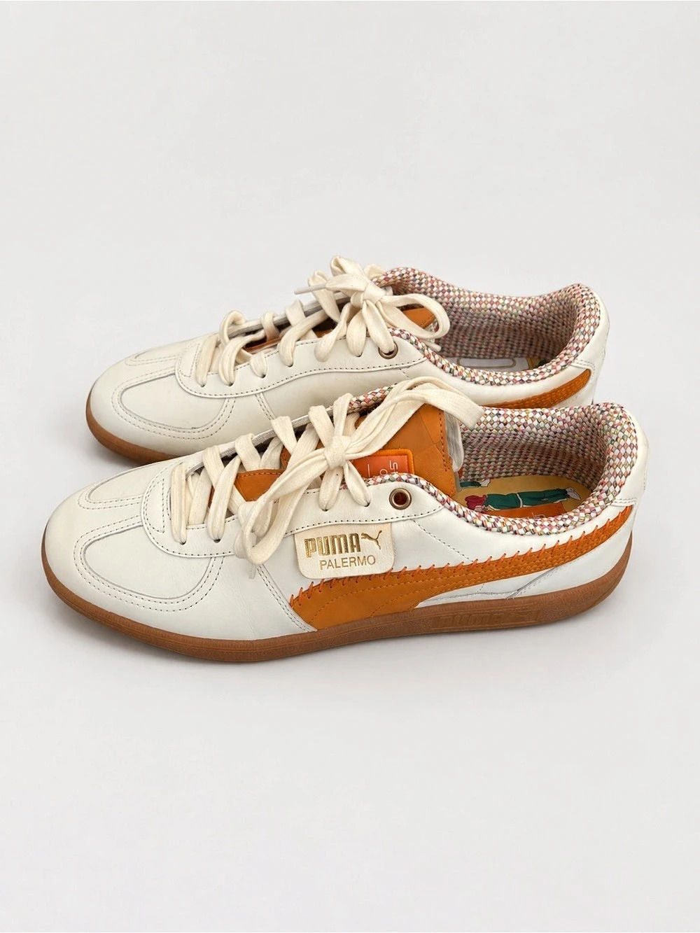 Puma Palermo Squid Game Sneakers in White & Orange